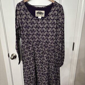 PRICE DROP! Effie's Heart Long Sleeves Dark Purple White Leaves Dress